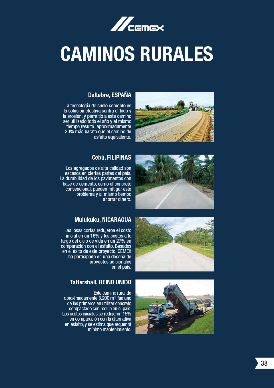 la imagen muestra algunos caminos rurales que CEMEX ha ayudado a construir